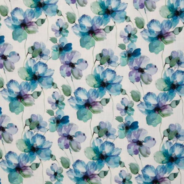 Double Slub Musselin Fleur Blumen grün/blau/weiß by Swafing 